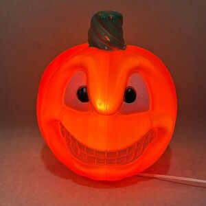 Vintage Empire Blow Mold Pumpkin Jack O Lantern Double Sided Halloween Light 10"